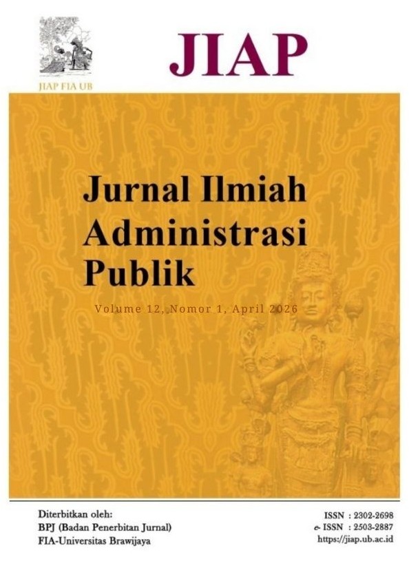 					View Vol. 12 No. 1 (2026): Jurnal Ilmiah Administrasi Publik (JIAP)
				